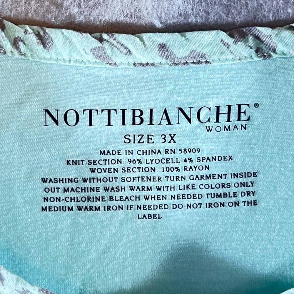 1218 | Nottibianche Abstract Print Cotton Blend Pajama Set Mint Green Womens 1X - Picture 10 of 12